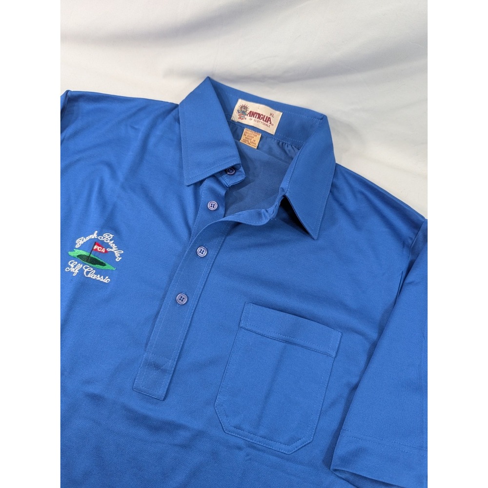 Vintage Antigua Men's Golf Polo XL Blue 100% Frank Broyles Golf Classic